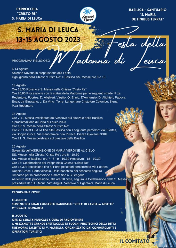 Programma della Festa della Madonna di Leuca 2023